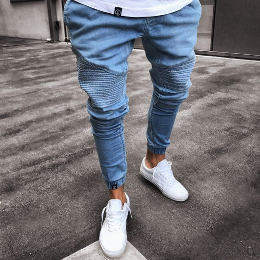 Jeans Men's, fashion Explosive Light Blue Skinny
