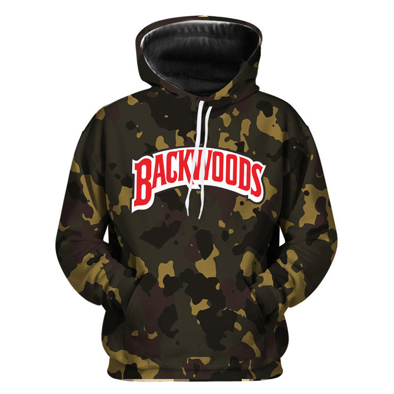 Camouflage 3D Digital Print Hooded Sweatshirt