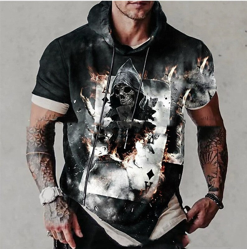 Men's Short Sleeve Printed Hoodie