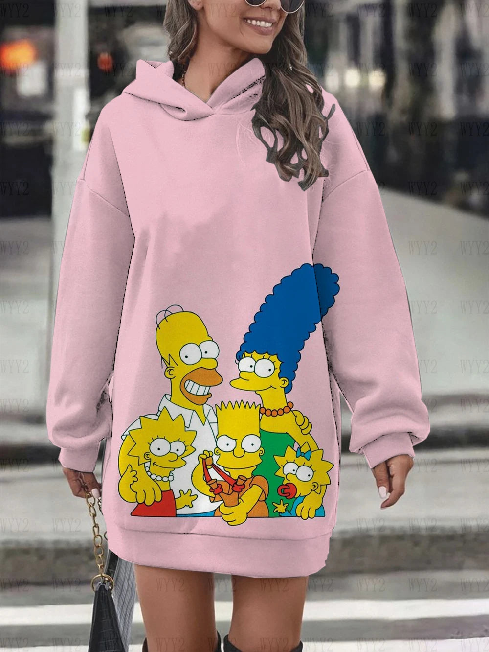 New Winter Hooded Sweatshirt Dress Disney The Simpsons Printed Pullover Sweatshirt Casual Fashion Street Style Women's Sweatshir