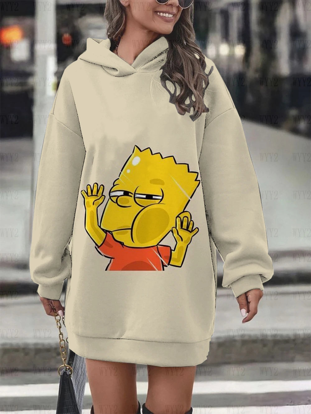 New Winter Hooded Sweatshirt Dress Disney The Simpsons Printed Pullover Sweatshirt Casual Fashion Street Style Women's Sweatshir
